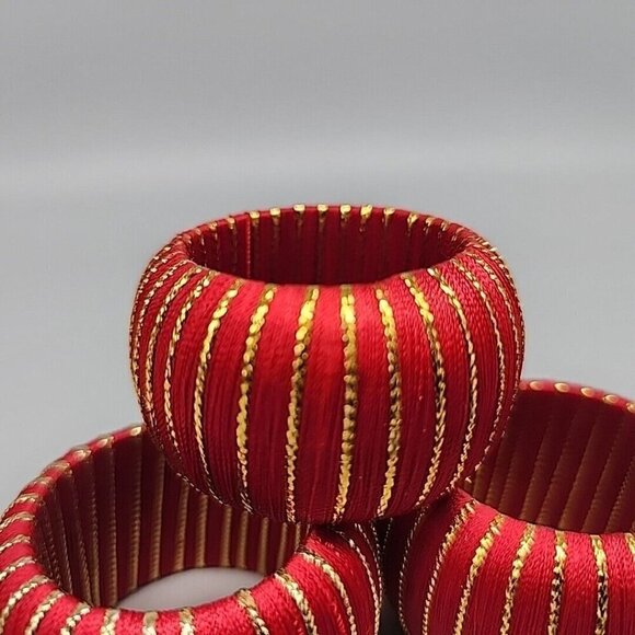 Vintage Red Gold Napkin Rings - Picture 2 of 4